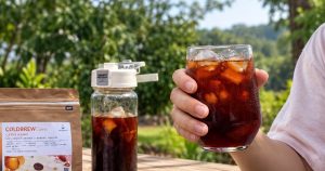 Ly cold brew đá DEEP WAVE ngoài vườn
